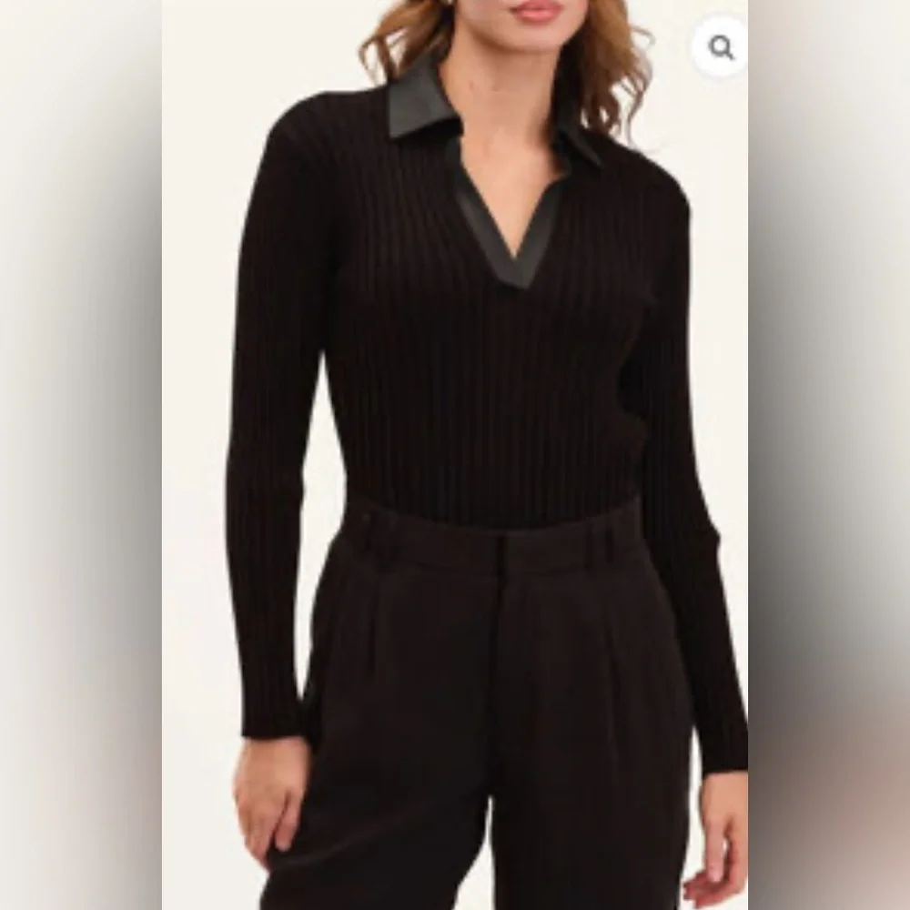 NWT Truth by Republic Leather Collared Top - Picture 1 of 6